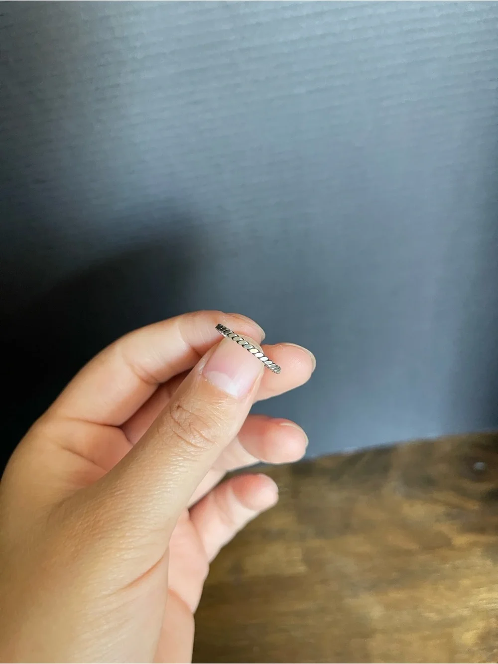 Dainty sterling silver band twisted Cuban ring size 6